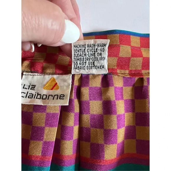 vintage Liz Claiborne red Art Deco fit and flair midi skirt size S-M - Picture 6 of 10